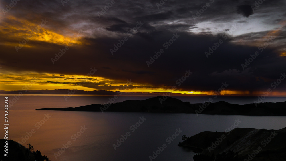 Cloudy Sunset at Lake Titicaca, Isla del Sol, Bolivia