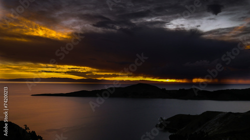 Cloudy Sunset at Lake Titicaca, Isla del Sol, Bolivia © MilesAstray