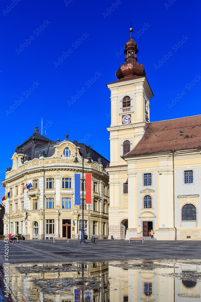 Main square downtown Sibiu, Hermannstadt, Romania