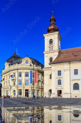Main square downtown Sibiu, Hermannstadt, Romania