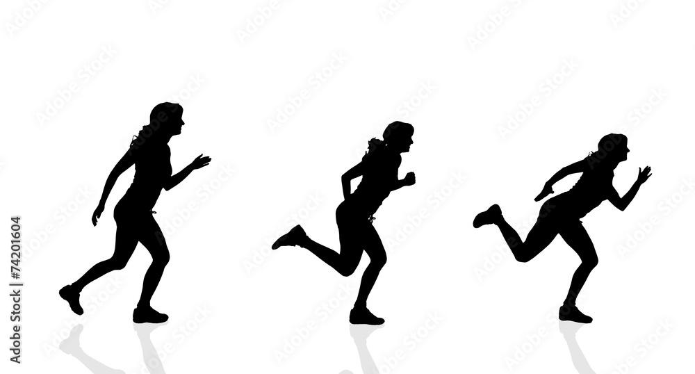 Vector silhouette of a woman running.