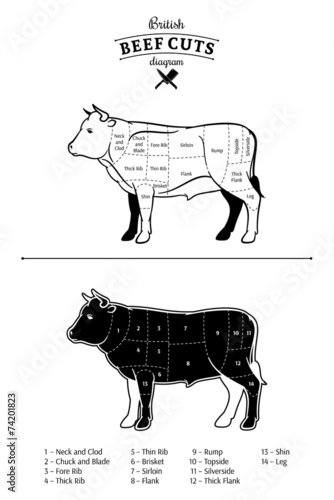 British Beef Cuts Diagram