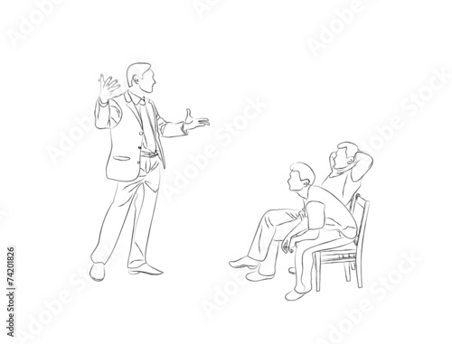 Doodle Sketch two men sit on chairs