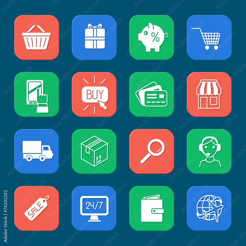 Shopping E-commerce Icons Set Shopping E-commerce Icons Set