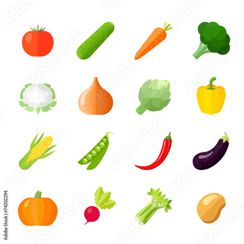 Vegetables Icons Flat