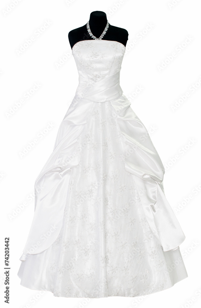 Wedding dress on mannequin isolated on white Wedding dress on mannequin isolated on white