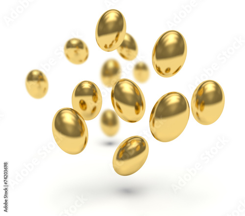 Golden eggs. 3d render illustration.