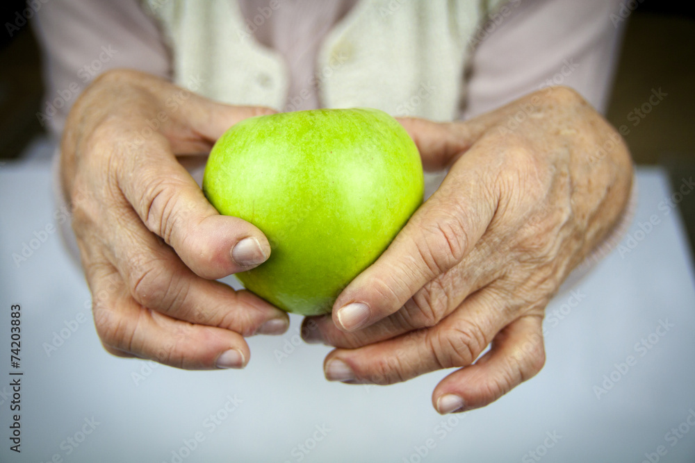 Rheumatoid arthritis hands and fruits - obrazy, fototapety, plakaty 