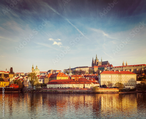 View Gradchany (Prague Castle) and St. Vitus Cathedral over Vlta