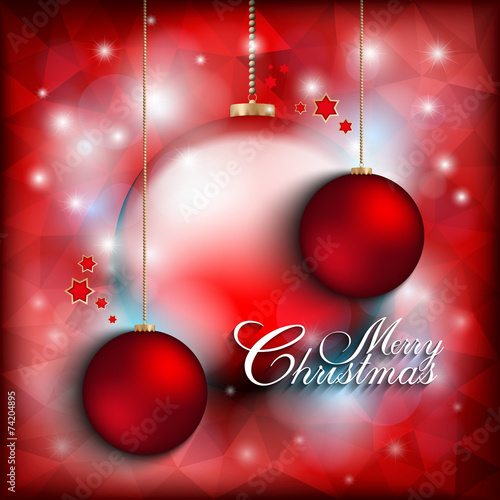 Christmas baubles on abstract background