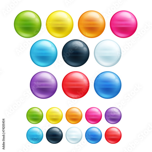 Set of different colorful round beads.