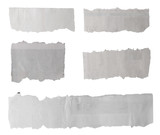 Five torn papers isolated on white background.