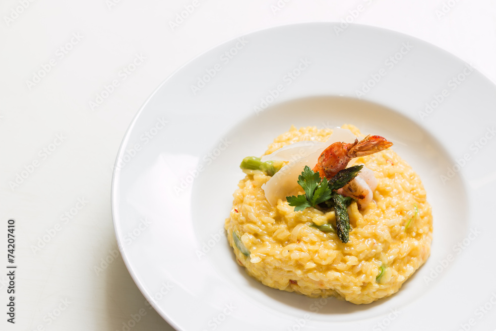 Risotto with shrimp and parmesan cheese Risotto with shrimp and parmesan cheese