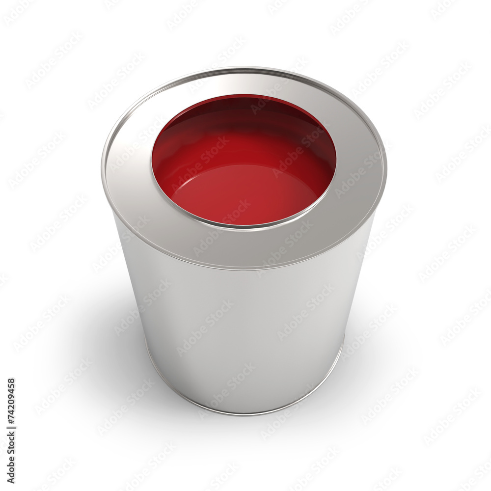 Metal bucket with red paint isolated on white Metal bucket with red paint isolated on white