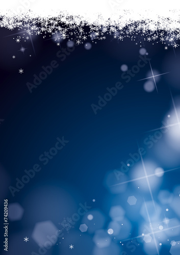 fond flocons de neige paillettes bleu nuit