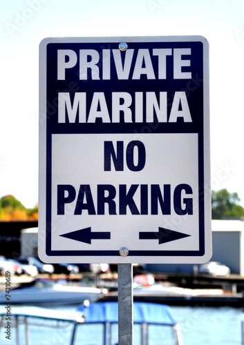 No parking sign in a private marina