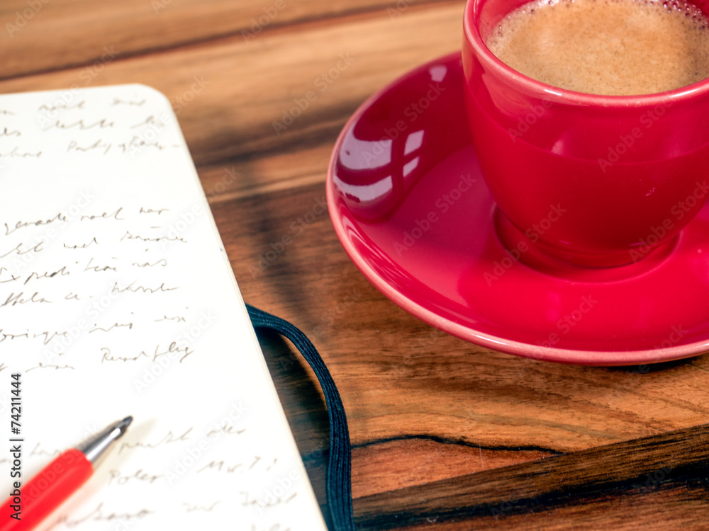 Notizbuch mit Espressotasse Notizbuch mit Espressotasse
