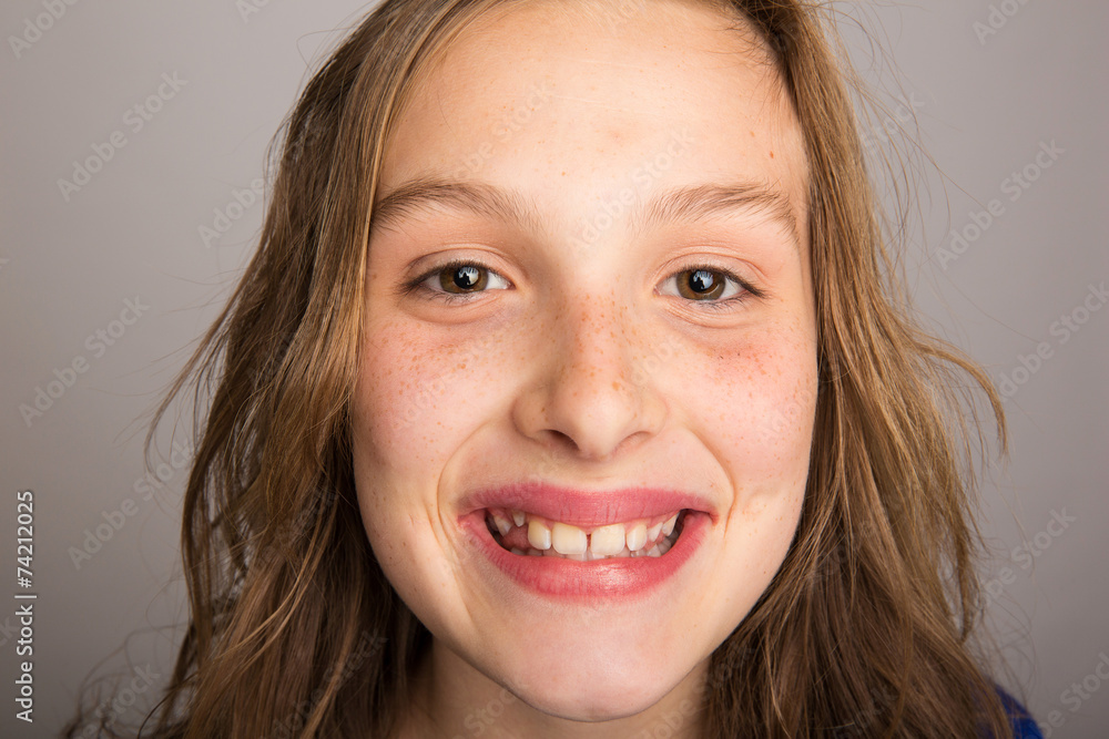 close up photo of happy young girl close up photo of happy young girl