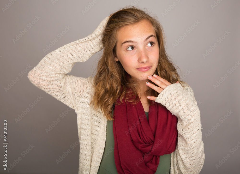 teenage girl with a curious expression teenage girl with a curious expression