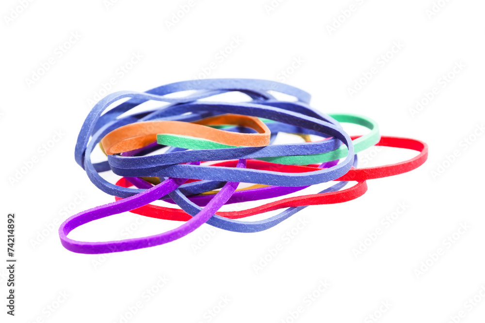 Colorful rubber bands on white background Colorful rubber bands on white background