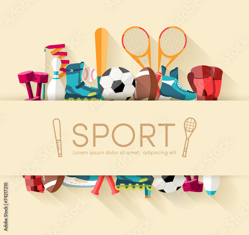Circular concept of sports equipment sticker background. vector