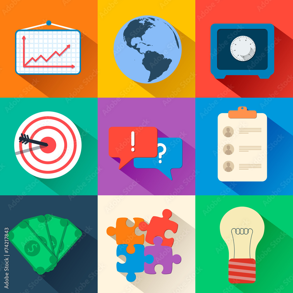 Business flat icons for infographic. Vector Illustration design