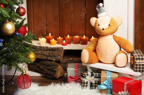 Teddy bear with Christmas g...