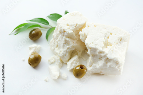 Feta cheese isolated on white