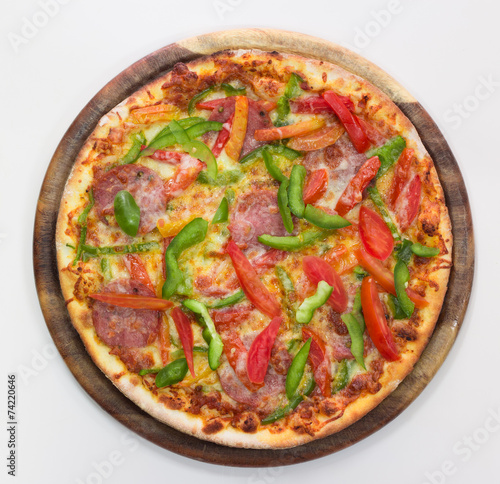 Delicioius pizza on white background