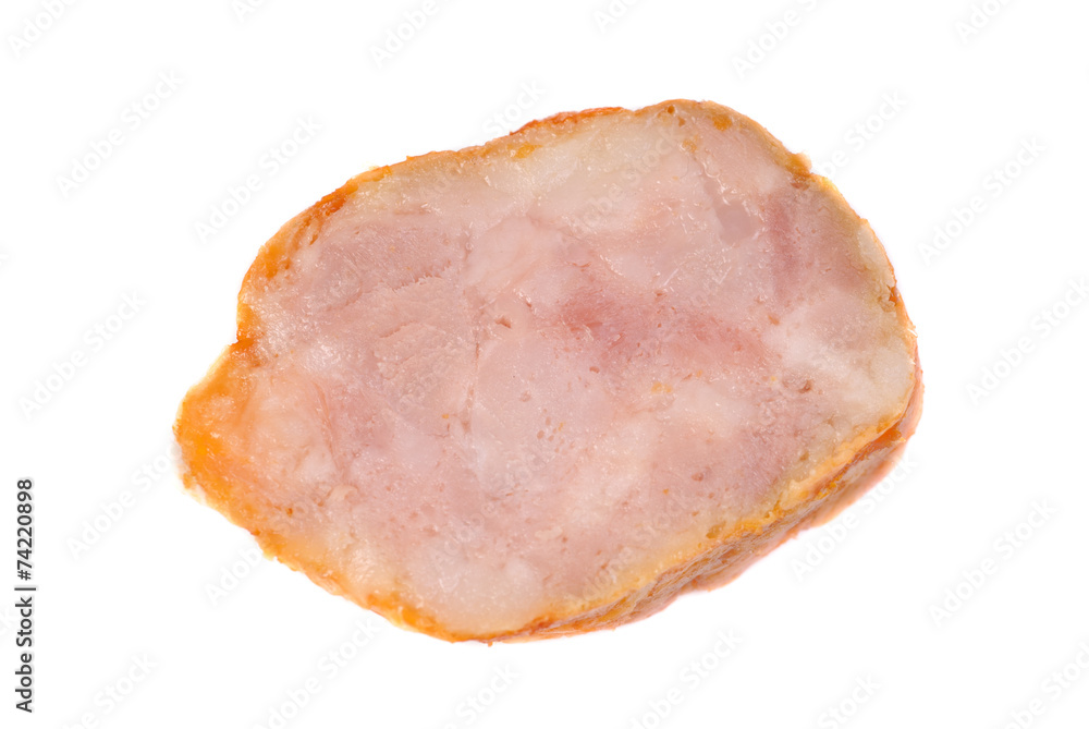 sausage slices on a white background sausage slices on a white background