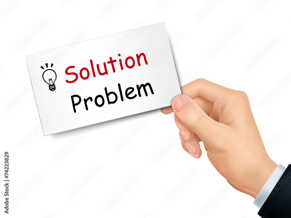 solution and problem card in hand solution and problem card in hand