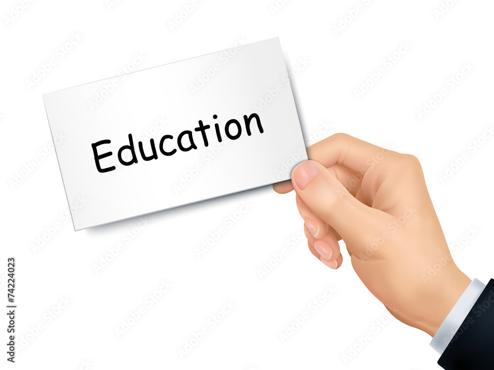 education card in hand education card in hand