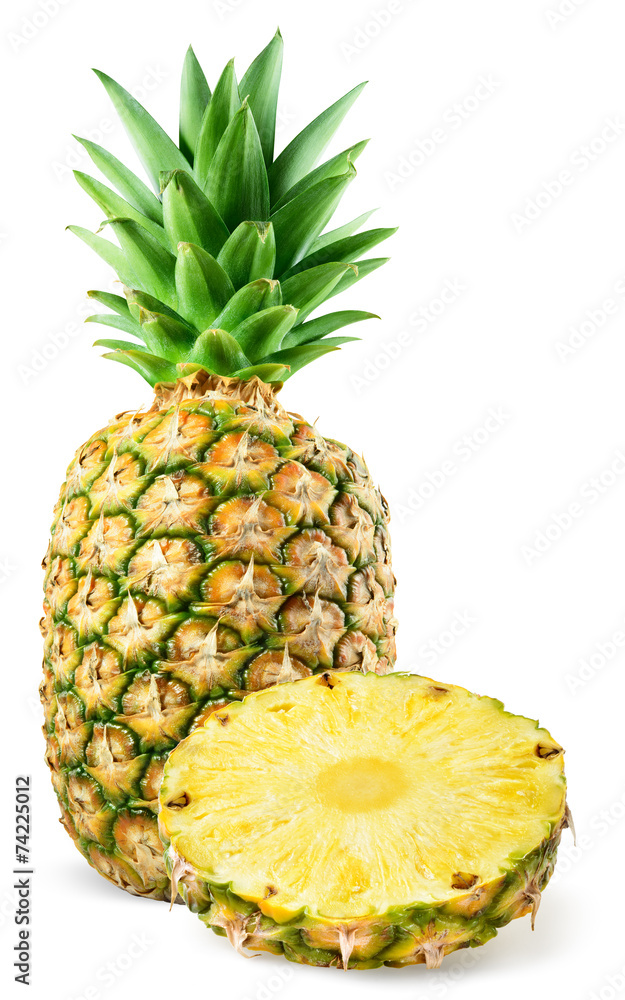 Pineapple with slice isolated on white Pineapple with slice isolated on white