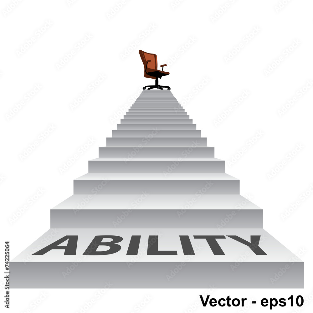 Vector white stair with a chair Vector white stair with a chair