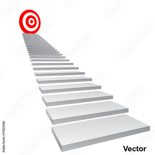 Vector conceptual red target on stair for success