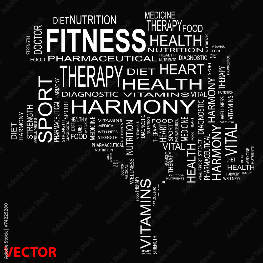Vector conceptual health word cloud Vector conceptual health word cloud