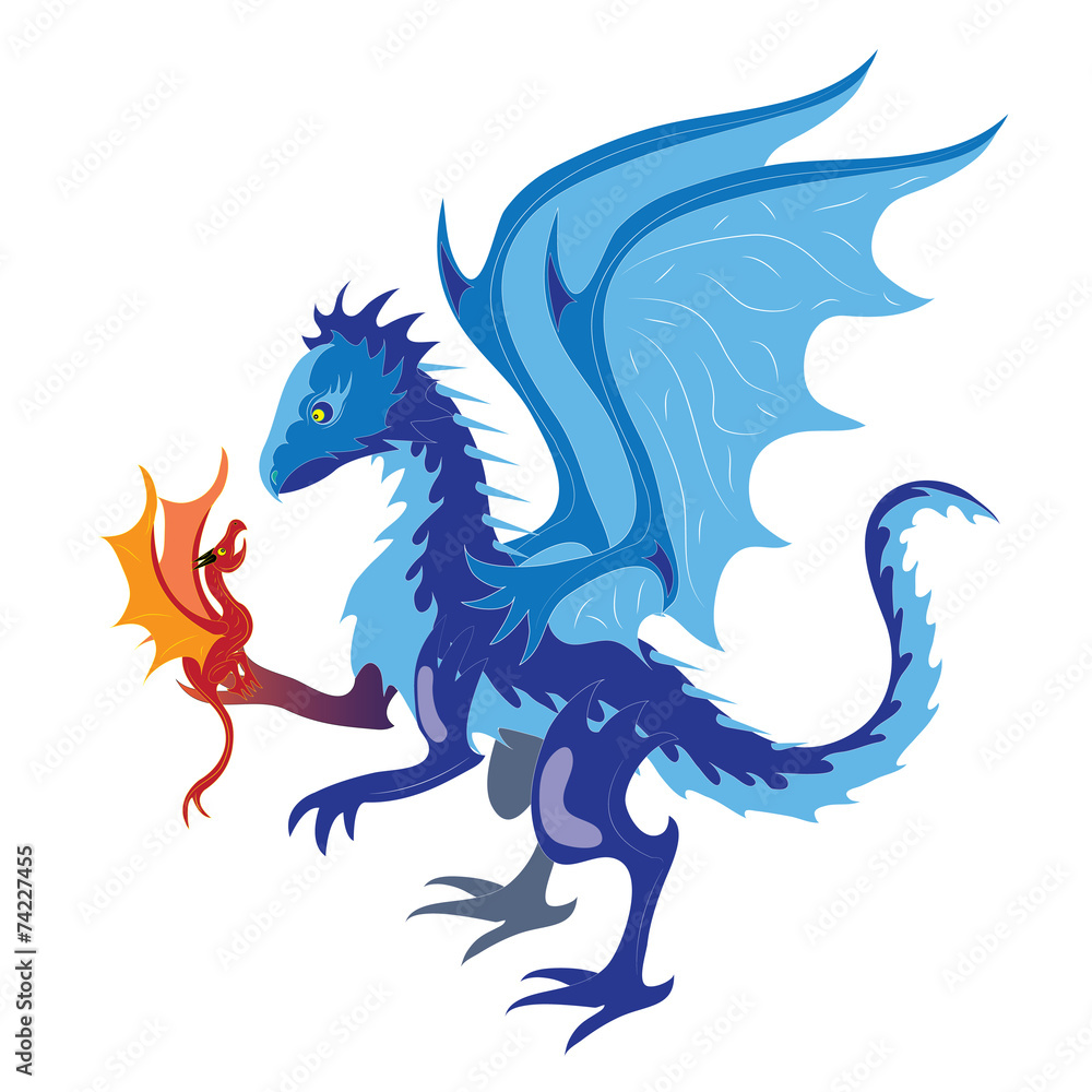 Big ice and little fiery dragon. Big ice and little fiery dragon.