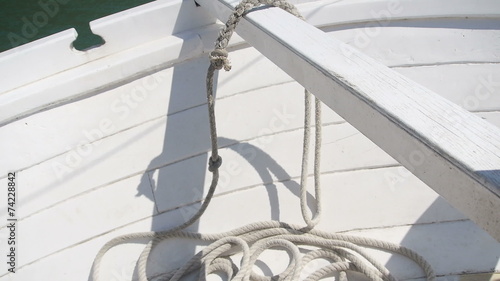 bow area of boat movinh through water photo