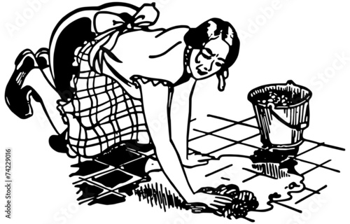 Woman Washing Floor