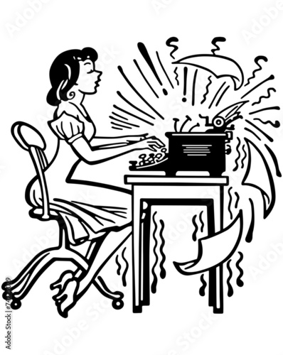 Woman Typing Madly