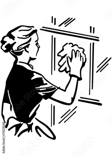 Woman Cleaning Window