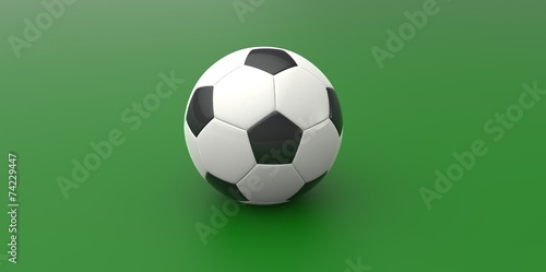 Black and white soccer ball on green background football