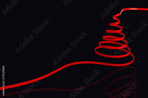 Composite image of red christmas tree ribbon