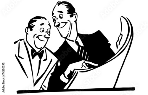 Two Men Reading Newspaper