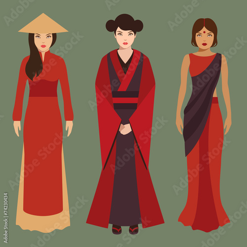chinese, japanese and indian women, asian people