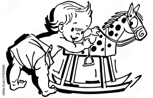 Toddler With Rocking Horse