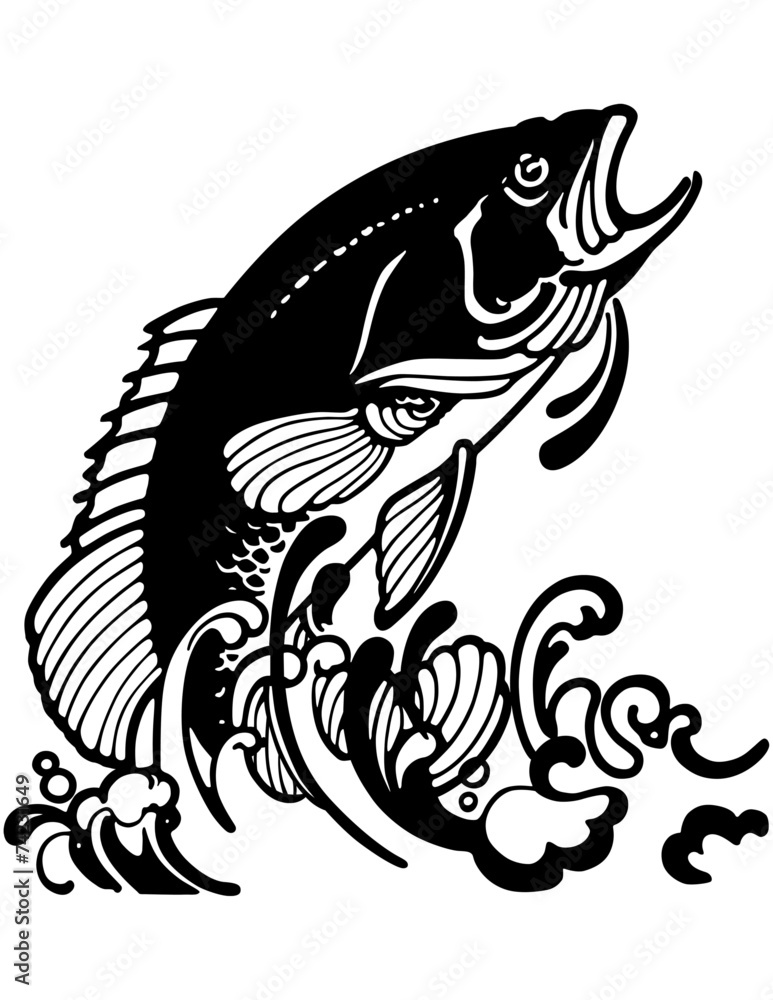 Naklejka premium Stylized Jumping Fish