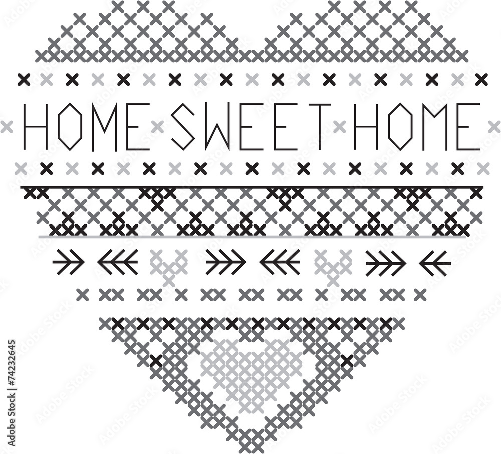 heart home sweet home fair isle pattern vector