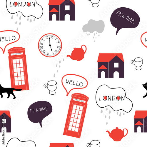 british tea time seamless pattern