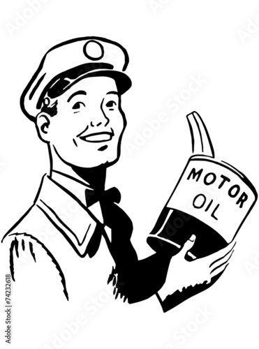 Serviceman With Motor Oil